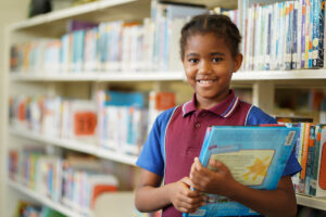 Girl in library